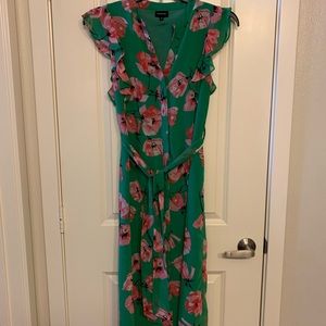 Who what wear green floral wedding guest dress